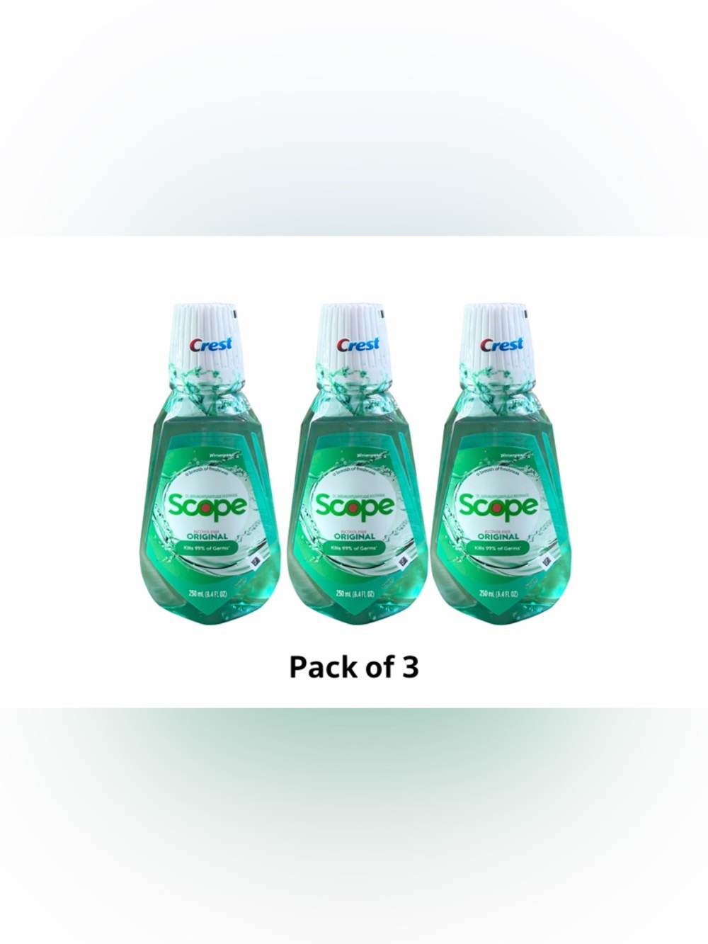 Crest Scope Mouthwash Pack of 3 Alcohol Free Original 8.4oz